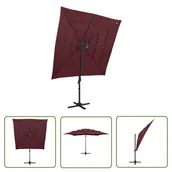 Parasole ogrodowe - The Living Store 4-poziomowy parasol na aluminiowym słupku - bordowy - 250x250 cm - Parasol Ogrodowy - miniaturka - grafika 1
