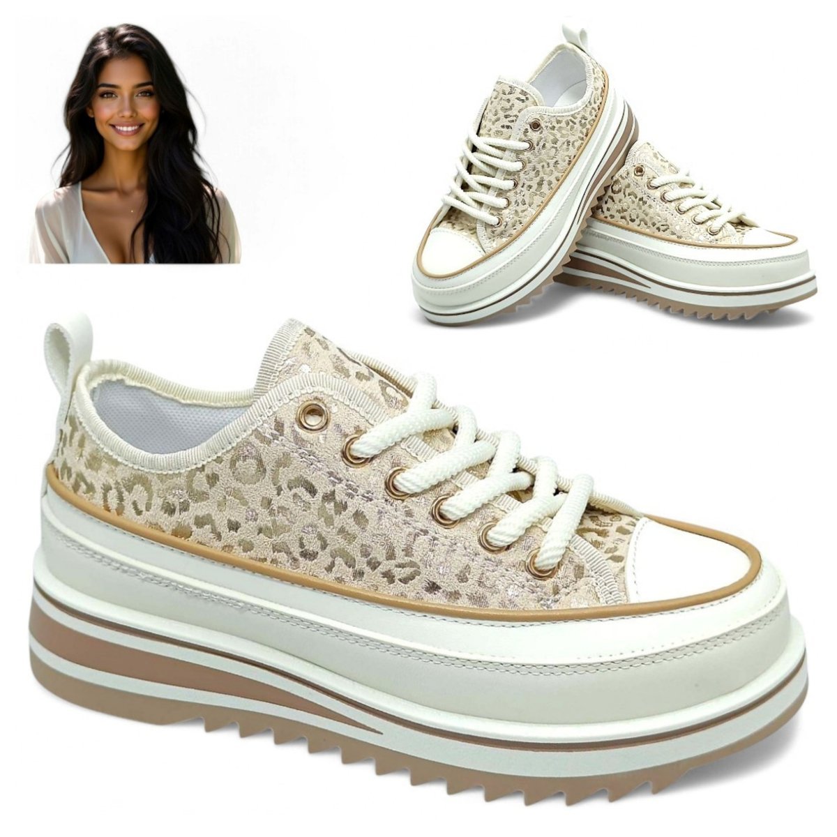 Damskie Trampki na Platformie Złote Półbuty Wiosna lato Modne Barski 40