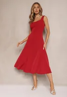 Sukienki - Bordowa Rozkloszowana Sukienka w Klasycznym Stylu Deslene - miniaturka - grafika 1