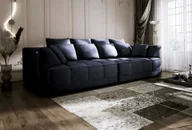 Sofy i kanapy - DOMO-HOME Duża sofa TIGA z elektrycznie rozkładanymi siedziskami 302x136cm| Stylowa i luksusowa Nowoczesny design do Twojego salonu Wygodna sofa rozkładana Kolor czarny CLOUD - miniaturka - grafika 1