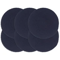 Obrusy i serwetki - vidaXL Maty na stół, 6 szt., gładkie, granatowe, 38 cm, okrągłe - miniaturka - grafika 1