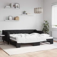 Sofy i kanapy - vidaXL Sofa rozsuwana, czarna, 90x200 cm, tkanina - miniaturka - grafika 1