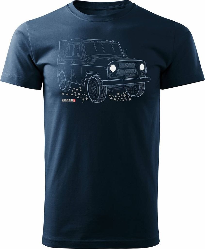 Topslang Koszulka z samochodem UAZ 469 452 auto PRL 4x4 męska granatowa REGULAR XXL