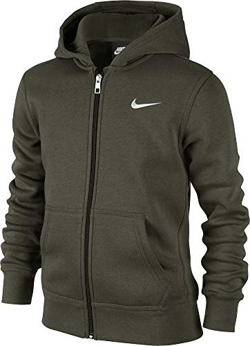 Nike bluza chłopięca B Nsw Hoodie Ya76 Bf Fz brązowy Cargo Khaki/White S