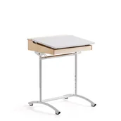 Meble do szkół i przedszkoli - Ławka szkolna ACCESS, 650x650 mm, regulacja wysokości, HPL, biały/biały - miniaturka - grafika 1