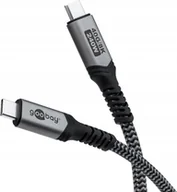 Kable USB - Goobay USB-C™ Cable with Textile Sheath, USB4™, 240 W, 40 Gbit/s, Power Delivery, 0.5 m, Black, Grey Goobay - miniaturka - grafika 1