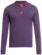 Koszulki męskie - HUGO BOSS fioletowa koszulka polo z długim rękawem męski longsleeve r. S - miniaturka - grafika 1