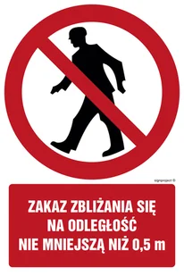 GC046 ZAKAZ ZBLIŻANIA SIĘ NA ODLEGŁOŚĆ NIE MNIEJSZĄ NIŻ 0.5 M, KN - FOLIA PODŁOGOWA NIEŚWIECĄCA; (500X750MM) - Tablice BHP - miniaturka - grafika 1