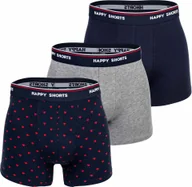 Majtki męskie - Bokserki męskie Happy Shorts, 3 sztuki - Retro Jersey, Logobund Red Heart XL - miniaturka - grafika 1