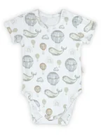 Body dla niemowląt - Niemowlęce body bawełniane z krótkim rękawem wieloryby białe Nicol r.80 - miniaturka - grafika 1