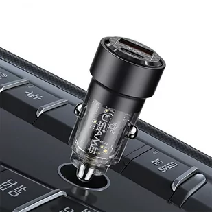 USAMS Ład. sam. C39 USB+USB-C 60W Fast Charge czarny/black CC208CC01 (US-CC208) - Ładowarki samochodowe - miniaturka - grafika 4