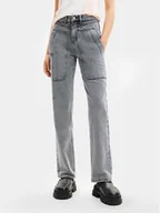 Spodnie damskie - Desigual Jeansy Mackenzie 24SWDD56 Szary Straight Fit - miniaturka - grafika 1