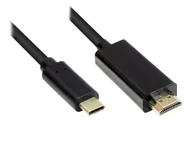 Adaptery i przejściówki - Alcasa GC-M0102 adapter kablowy 3 m HDMI Typu A (Standard) USB Type-C Czarny - miniaturka - grafika 1