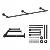 Wieszaki i stojaki - Wieszak ścienny Ze Stali drążek na ubrania 170x30x7 cm Czarny mały - miniaturka - grafika 1