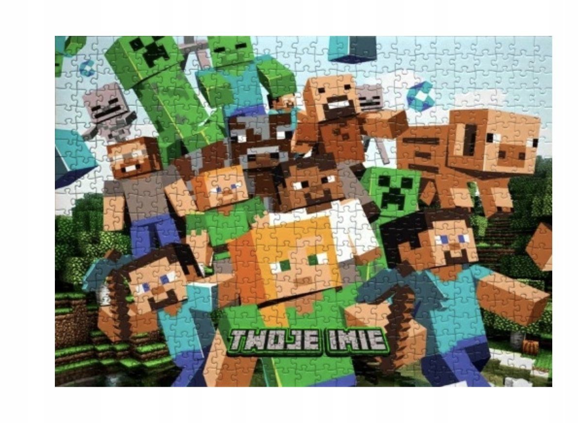 Puzzle MINECRAFT PREZENT A3 252 el z Nadrukiem + IMIĘ Pudełko 42