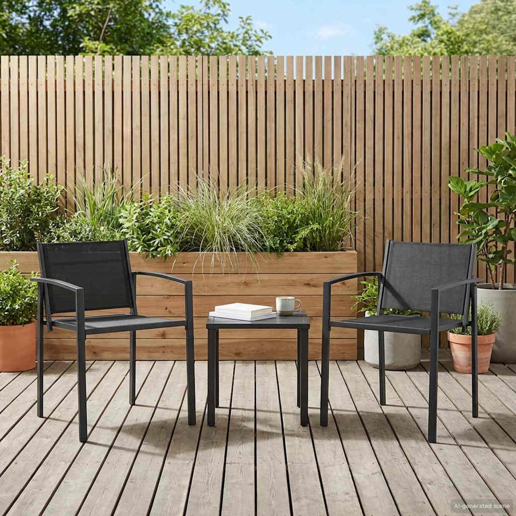 vidaXL Krzesła ogrodowe 2 pcs Czarny i antracyt 53,5 x 59 x 77 cm 42025098