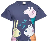 Moda i Uroda OUTLET - Granatowa koszulka z krótkim rękawem, dla dziewczynki, Świnka Peppa, bawełna, rozmiar 98 cm - miniaturka - grafika 1