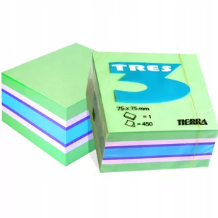 TIERRA Kostka samoprzylepna Tres 75x75mm Fluo mięta 450 KOSF75MIE - Etykiety samoprzylepne i bloki etykiet - miniaturka - grafika 2