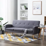 Sofy i kanapy - vidaXL Sofa 3-osobowa, tapicerowana tkaniną, jasnoszara - miniaturka - grafika 1