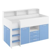 Łóżka dla dzieci i młodzieży - Łóżko Piętrowe Neo Lewe Biały Mat / Błękit MebloCross - miniaturka - grafika 1