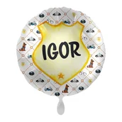 Balony i akcesoria - Balon imienny foliowy Igor okrągły pakowany 43 cm - miniaturka - grafika 1
