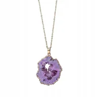 Naszyjniki - NASZYJNIK Naturalny GEODA Kryształ MINERAŁY Amulet 2.5-3.5 cm FIOLETOWY - miniaturka - grafika 1
