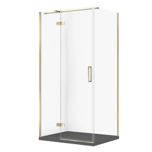 Kabina prysznicowa Cersanit Jota 100x80x195 prostokątna złoty transparentne z brodzikiem tako slim szary mat S601-387 - Kabiny prysznicowe - miniaturka - grafika 1