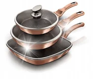 Zestawy garnków i patelni - ZESTAW 3 PATELNI GRANITOWYCH BERLINGER HAUS ROSE GOLD LINE BH-6195 - miniaturka - grafika 1