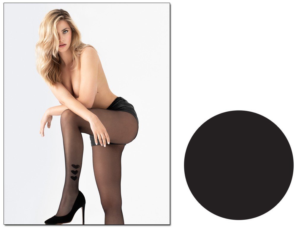 Gładkie Czarne Rajstopy Z Serca W Kostce Black 2