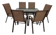 Meble ogrodowe - ZESTAW MEBLI OGRODOWYCH BALKON TARAS STÓŁ 150x80 +6x KRZESŁA MINORKA BRĄZ - miniaturka - grafika 1
