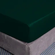 Prześcieradła - Prześcieradło Bawełniane Z Gumką 90X200+25 Butelkowa Zieleń - miniaturka - grafika 1
