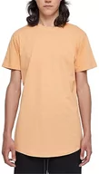 Koszule męskie - Urban Classics Męski T-Shirt Shaped Long Tee jednokolorowy, długi krój, męska koszula, dostępna w wielu różnych kolorach, rozmiary XS- 5XL, pomarańczowy (Paleorange), XL - miniaturka - grafika 1