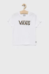 Koszulki dla dziewczynek - VANS t-shirt bawełniany dziecięcy kolor biały - grafika 1