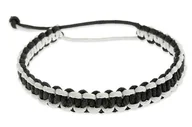Bransolety męskie - Męska Bransoletka Pleciona Black And White - miniaturka - grafika 1
