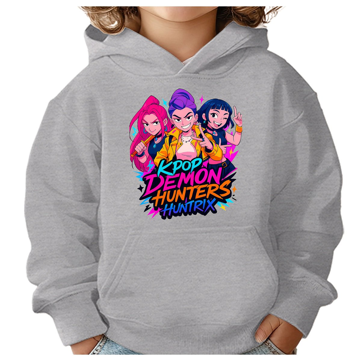 BLUZA DZIECIĘCA KPOP DEMON HUNTERS HUNTRIX 122-128 Z KAPTUREM BAWEŁNIANA
