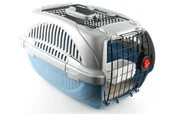 Transportery dla kotów - Ferplast Atlas Deluxe 10 Open - Transporter Z Otwieranym Sufitem Srebrno-Niebieski - miniaturka - grafika 1