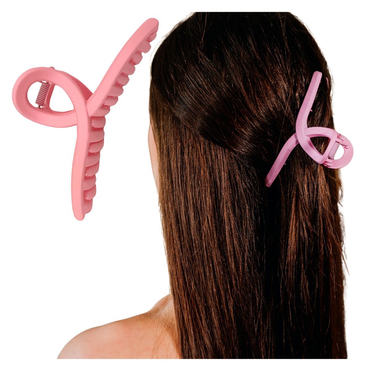 Klamra do Włosów Różowa Długa Spinka Francuska Matowa Lekka i Wytrzymała