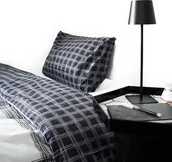 Pościel - Dwustronna pościel ze 100% bawełny w kratę z poszwą na kołdrę i poszewką na poduszkę 135x200 cm - miniaturka - grafika 1