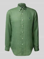 Koszule męskie - Koszula lniana o kroju regular fit z kołnierzykiem typu button down - miniaturka - grafika 1