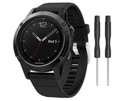 Akcesoria do smartwatchy - Gumowy pasek Alogy karbon do Garmin Fenix 5/5 Plus/6/6 pro czarny - miniaturka - grafika 1