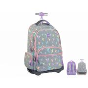 Plecaki - MILAN 625601SCL - Plecak na kółkach 6 zamków (25 l) Sugar Koliber Pastel, szary i różowy - miniaturka - grafika 1