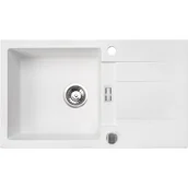 Zlewozmywaki - Brenor Zlewozmywak granitowy biały 1-komorowy z ociekaczem ATHENA - miniaturka - grafika 1