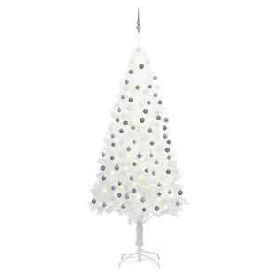 vidaXL vidaXL Sztuczna choinka z lampkami LED i bombkami, biała, 240 cm - Choinki - miniaturka - grafika 1