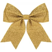 Bombki - Kokardka na choinkę 30 cm brokatowa ozdoba świąteczna zawieszka złota - miniaturka - grafika 1