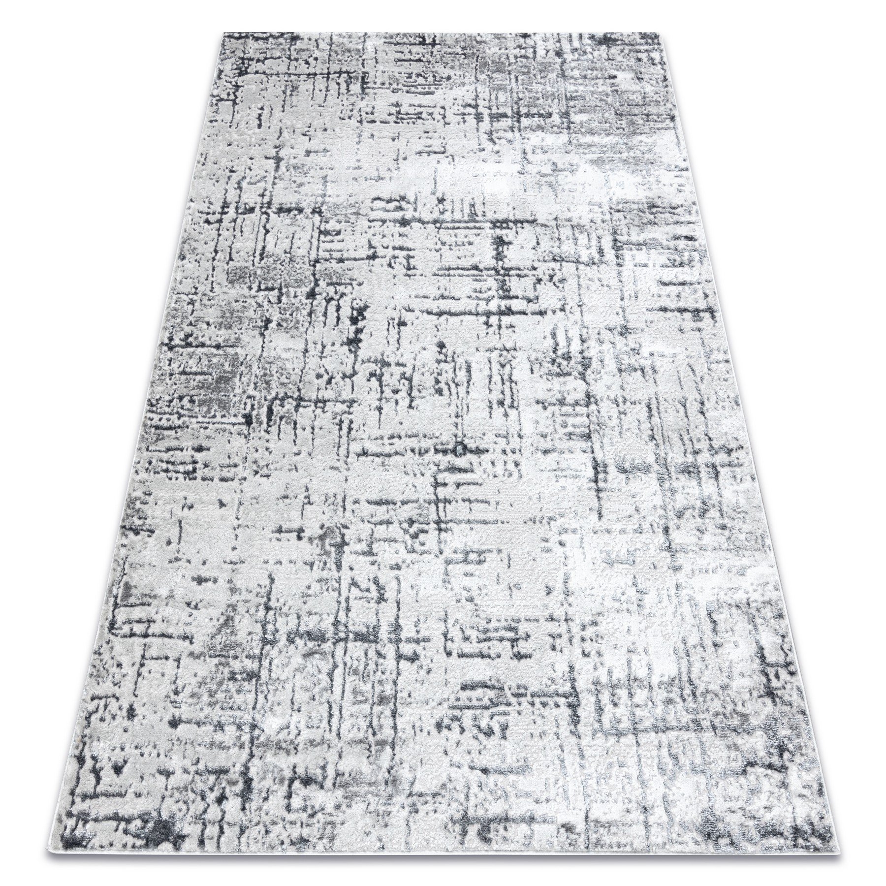 Dywan MEFE nowoczesny 8722 Linie vintage przecierany - Strukturalny, dwa poziomy runa / biały szary 120x170 cm