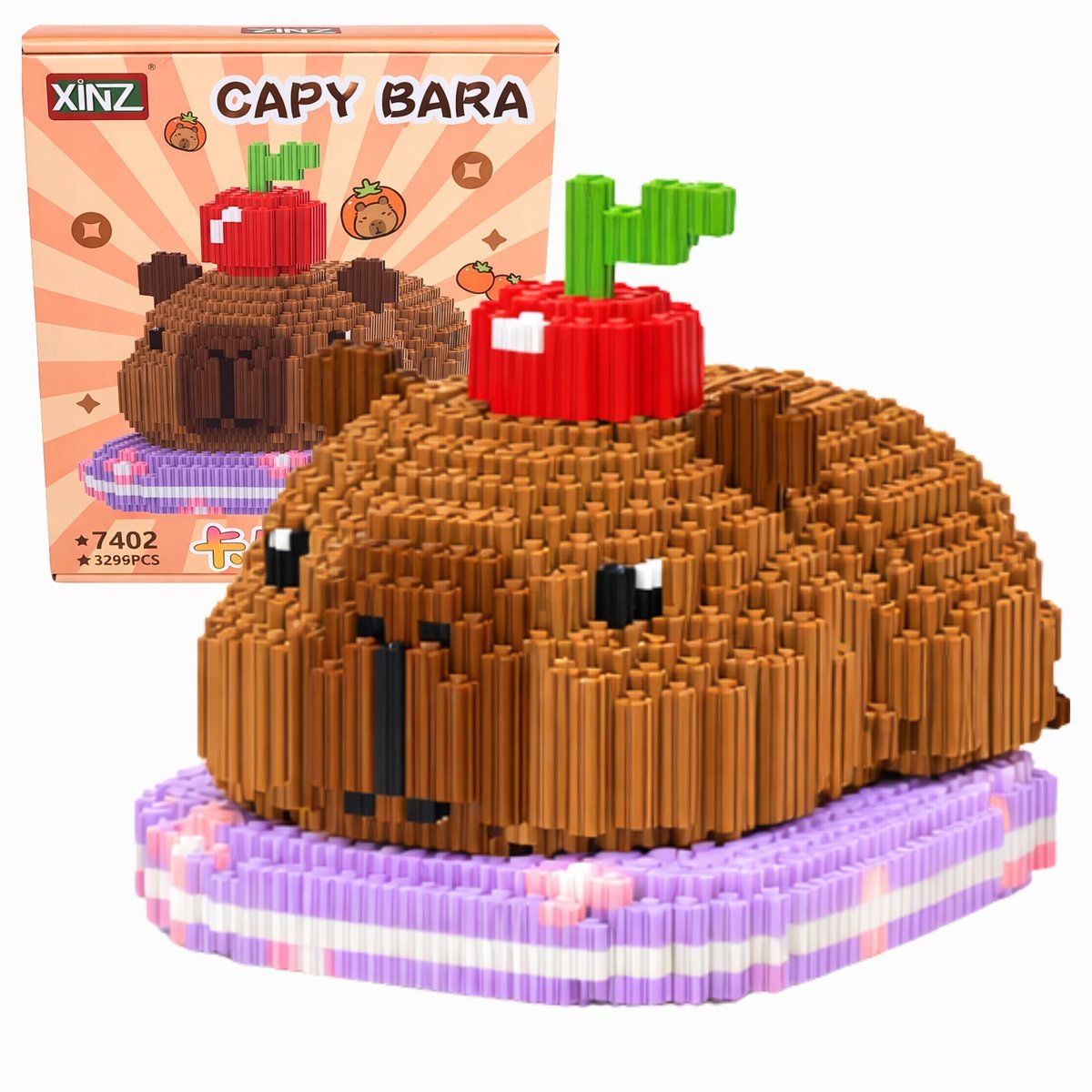 Klocki Kapibara Z Wiśnią Konstrukcyjne 3296el 3D DUŻA Figurka DIY