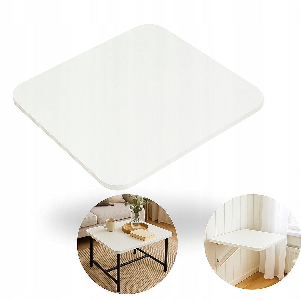 Blat Stołu 50 X 50 X 1,8 Cm na Stolik Płyta Meblowa Laminowana Biała