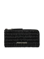 Portfele - Calvin Klein Duży Portfel Damski Ruched Long L-Zip LV04K1085G Czarny - miniaturka - grafika 1
