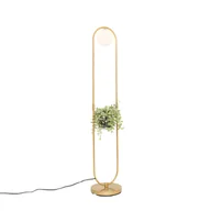 Lampy stojące - QAZQA Lampa stojąca Art Deco złota z białym szkłem - Isabella - miniaturka - grafika 1