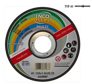 Flex Inco Inco tarcza uniwersalna metal pcv beton 125x1,0mm M415-125-1.0-22A60Rm M415-125-1.0-22A60Rm - Akcesoria do elektronarzędzi - miniaturka - grafika 1